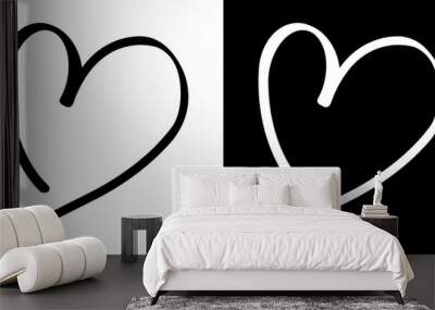 ofvs741 OutlineFilledVectorSign ofvs - hand drawn heart vector icon . valentine`s day . love romance sign . isolated transparent . black outline and filled version . AI 10 / EPS / PNG . g12087 Wall mural